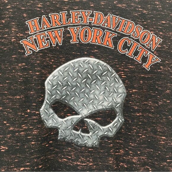 Harley Davidson tee shirt New York City black orange skull size large - Picture 6 of 7